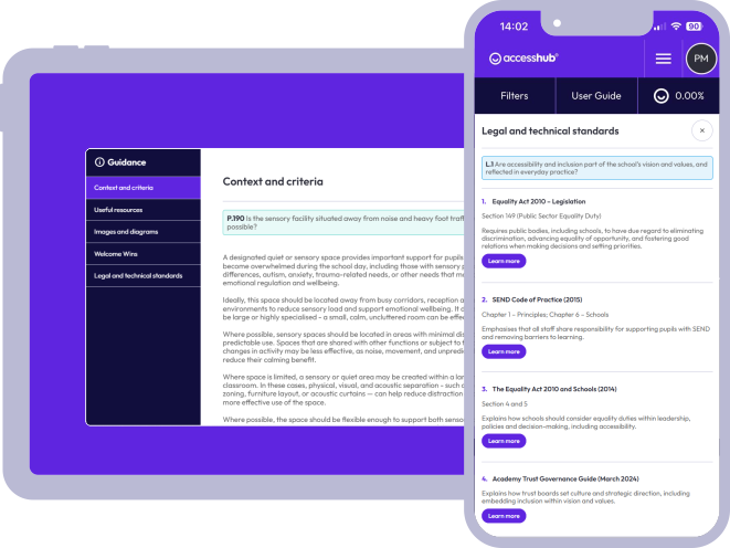 AccessHub practical guidance shown on desktop and mobile